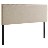 Ara Upholstered Fabric Queen Headboard in Beige