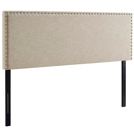 Phoebe Upholstered Fabric Queen Headboard in Beige