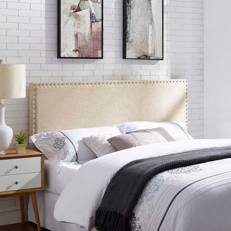 Ara Upholstered Fabric Queen Headboard in Beige