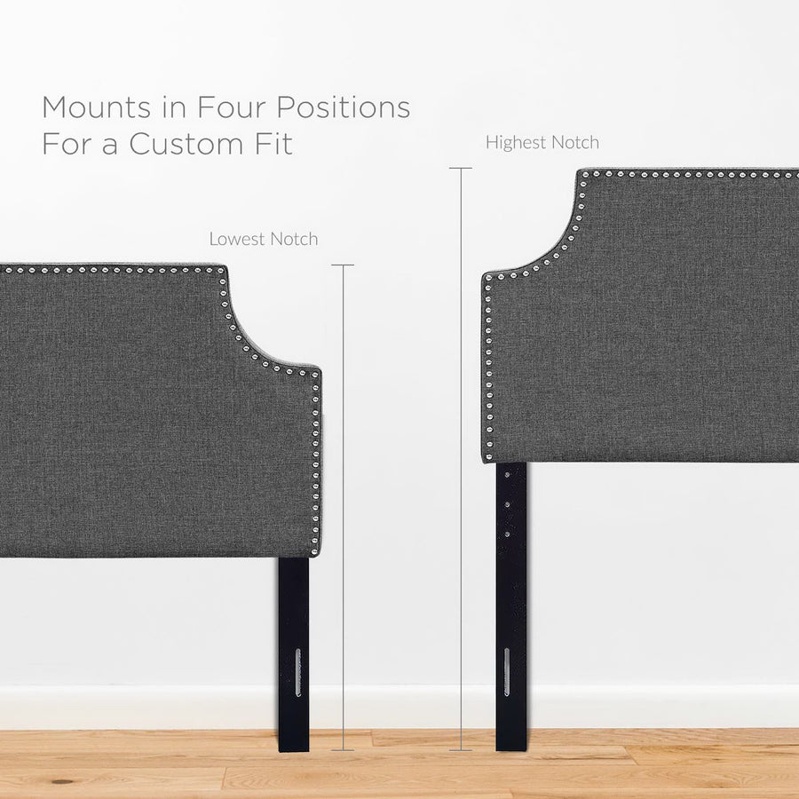 Sirius Upholstered Fabric Twin Headboard in Gray