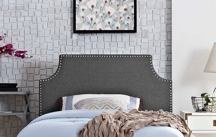 Sirius Upholstered Fabric Twin Headboard in Gray