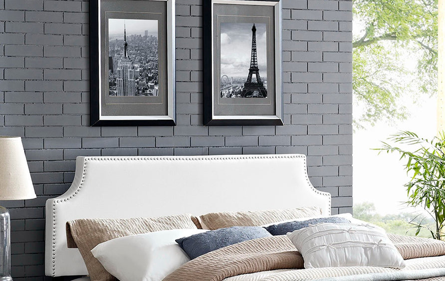 Sirius Upholstered Vinyl Full Headboard in White