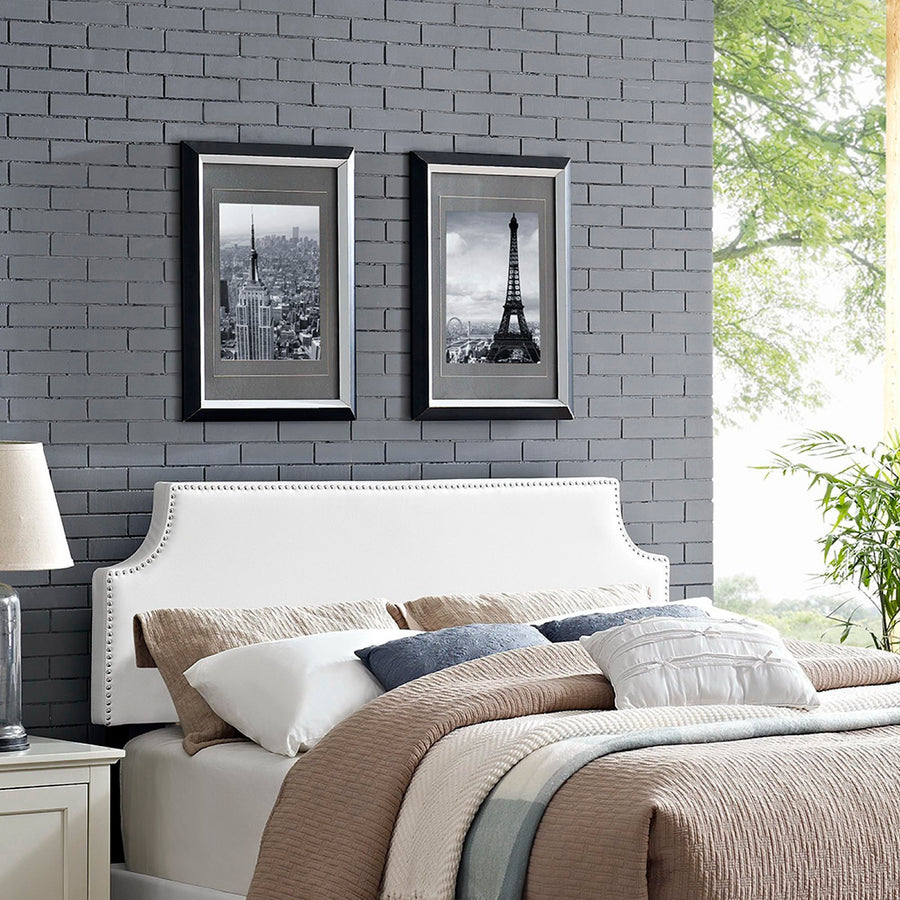 Sirius Upholstered Vinyl Full Headboard in White