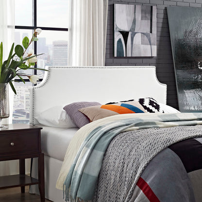 Laura Upholstered Vinyl Queen Headboard by Furniture For America