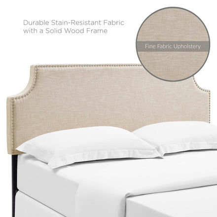 Laura Upholstered Fabric Queen Headboard in Beige