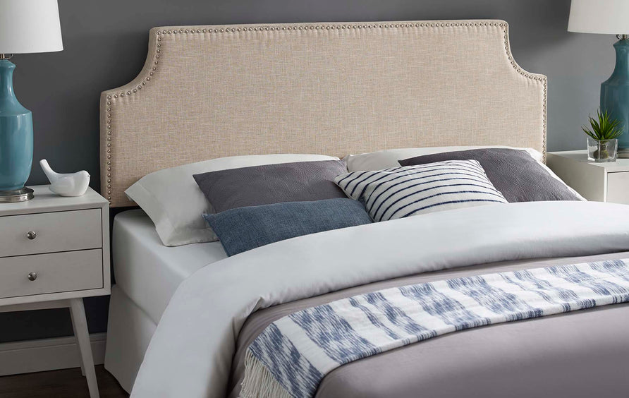 Sirius Upholstered Fabric Queen Headboard in Beige