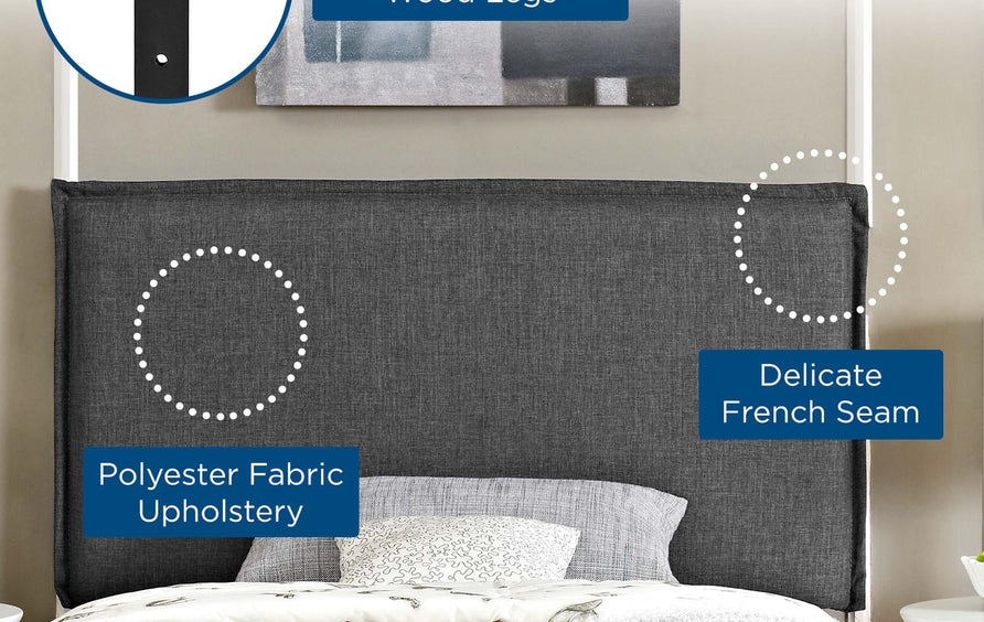 Slate Upholstered Fabric Twin Headboard in Gray
