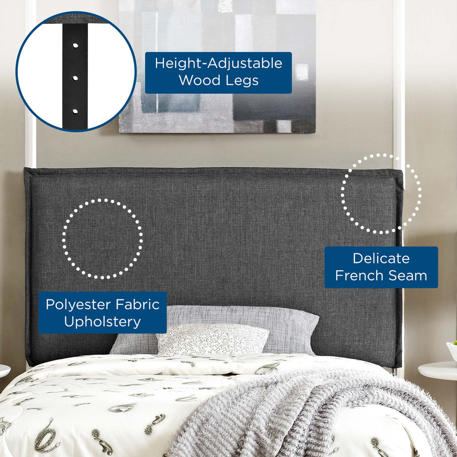 Slate Upholstered Fabric Twin Headboard in Gray
