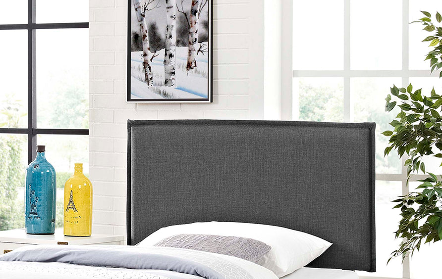 Slate Upholstered Fabric Twin Headboard in Gray