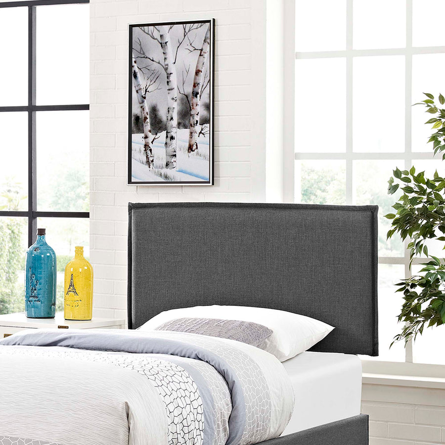 Slate Upholstered Fabric Twin Headboard in Gray