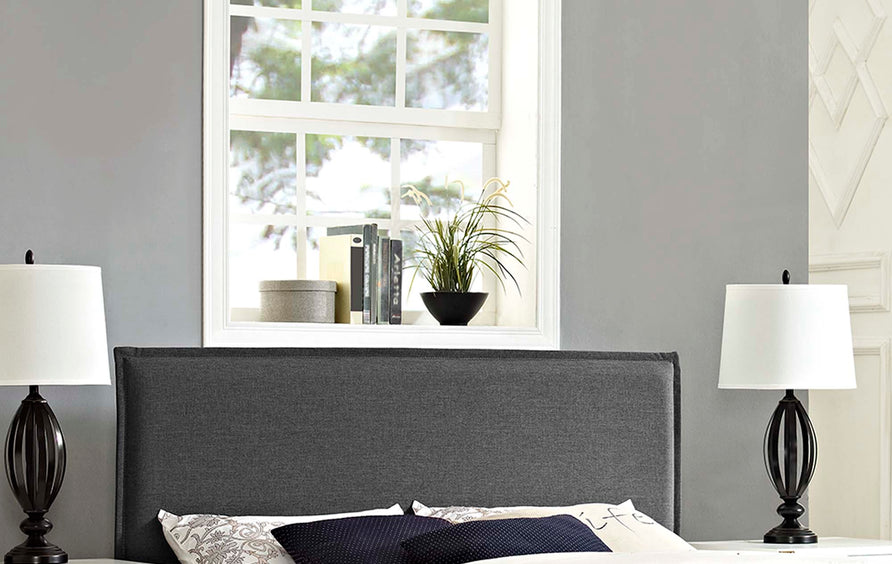 Slate Upholstered Fabric Full Headboard in Gray