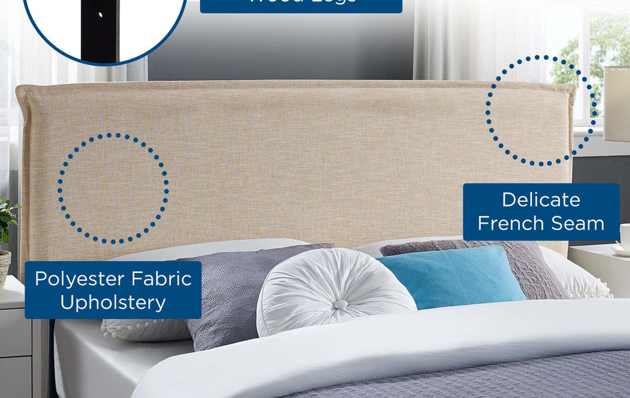 Slate Upholstered Fabric Queen Headboard in Beige