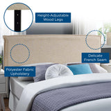 Slate Upholstered Fabric Queen Headboard in Beige