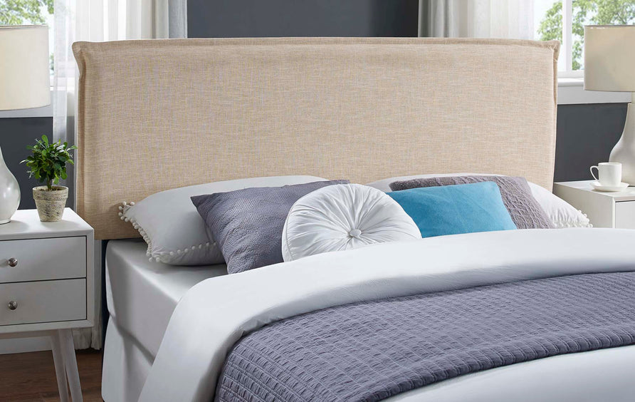 Slate Upholstered Fabric Queen Headboard in Beige