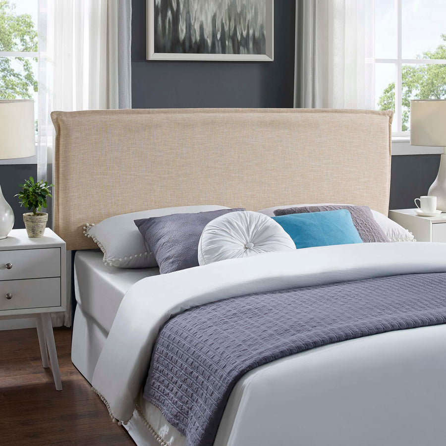 Slate Upholstered Fabric Queen Headboard in Beige