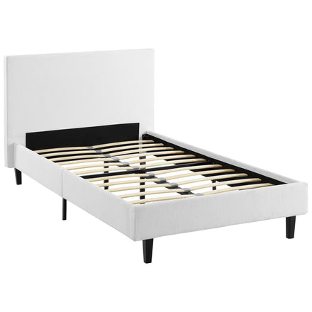 Anya Fabric Twin Bed in White