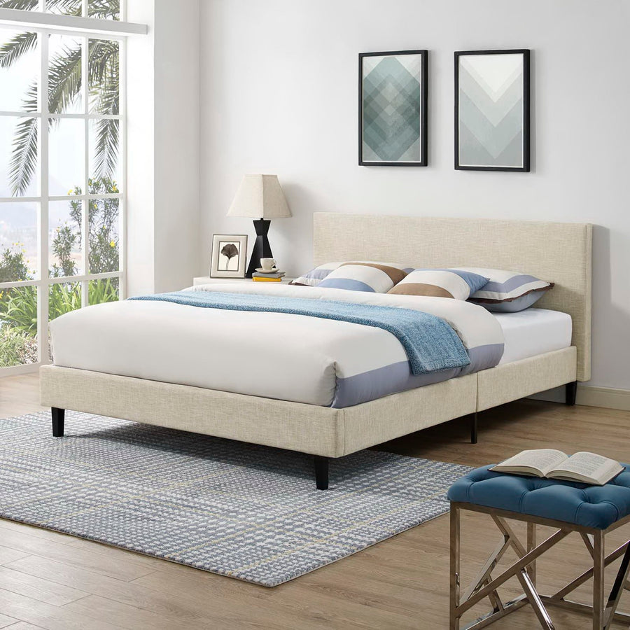 Retreat Fabric Queen Bed in Beige
