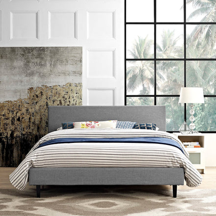 Anya Fabric Queen Bed in Light Gray