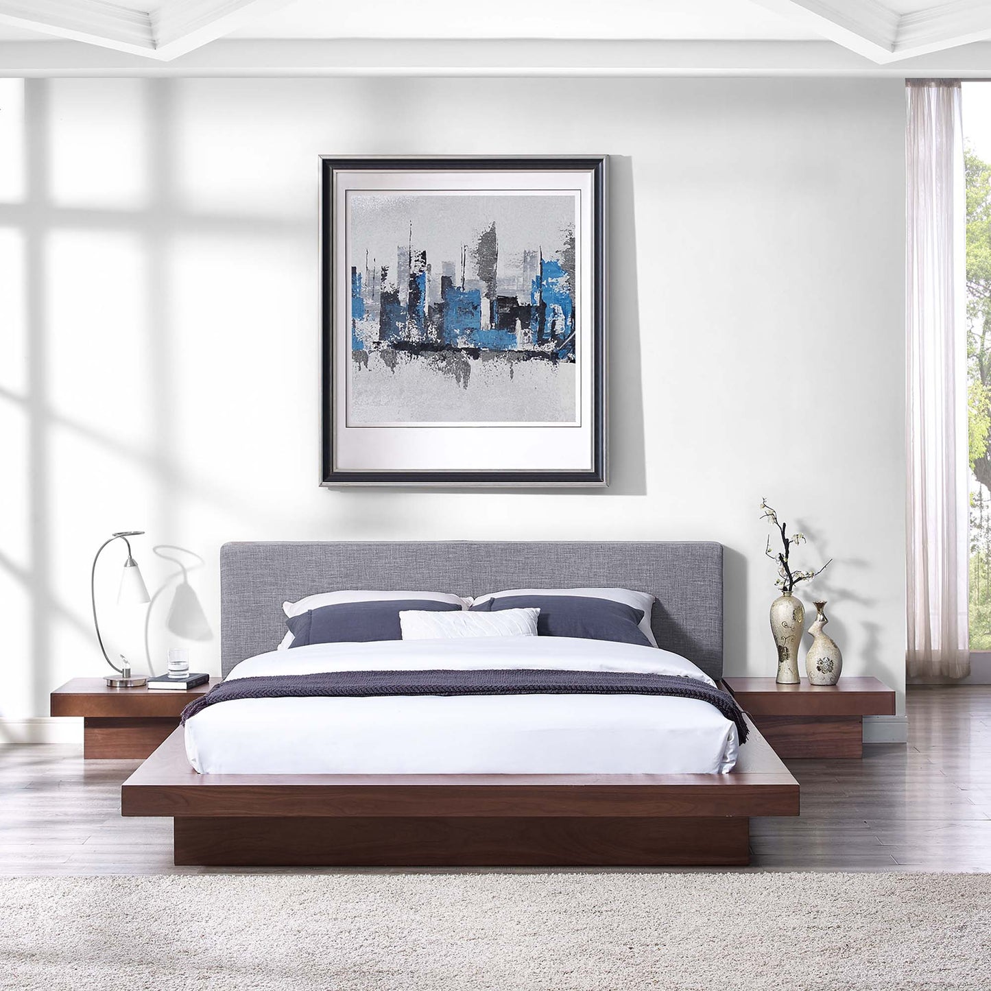 Freja 3 Piece Fabric Queen Bedroom Set by Furniture for America