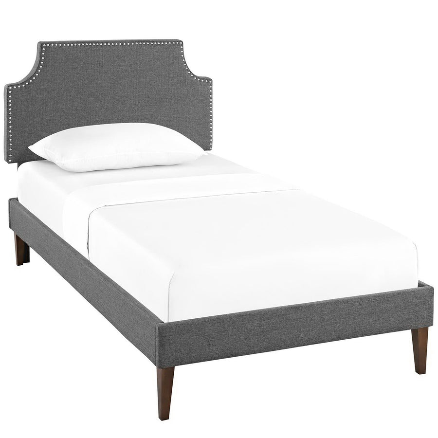 Sirius Fabric Twin Platform Bed with Squared Tapered Legs in Gray