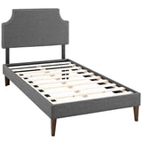 Sirius Fabric Twin Platform Bed with Squared Tapered Legs in Gray