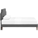 Sirius Fabric Twin Platform Bed with Squared Tapered Legs in Gray