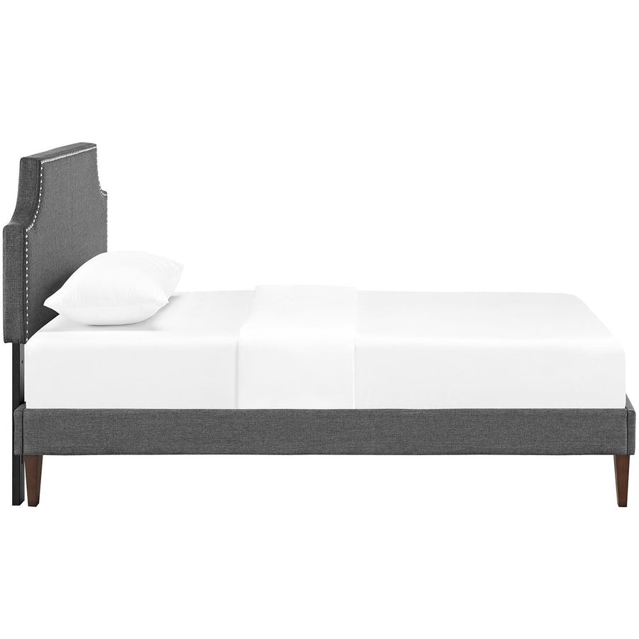 Sirius Fabric Twin Platform Bed with Squared Tapered Legs in Gray