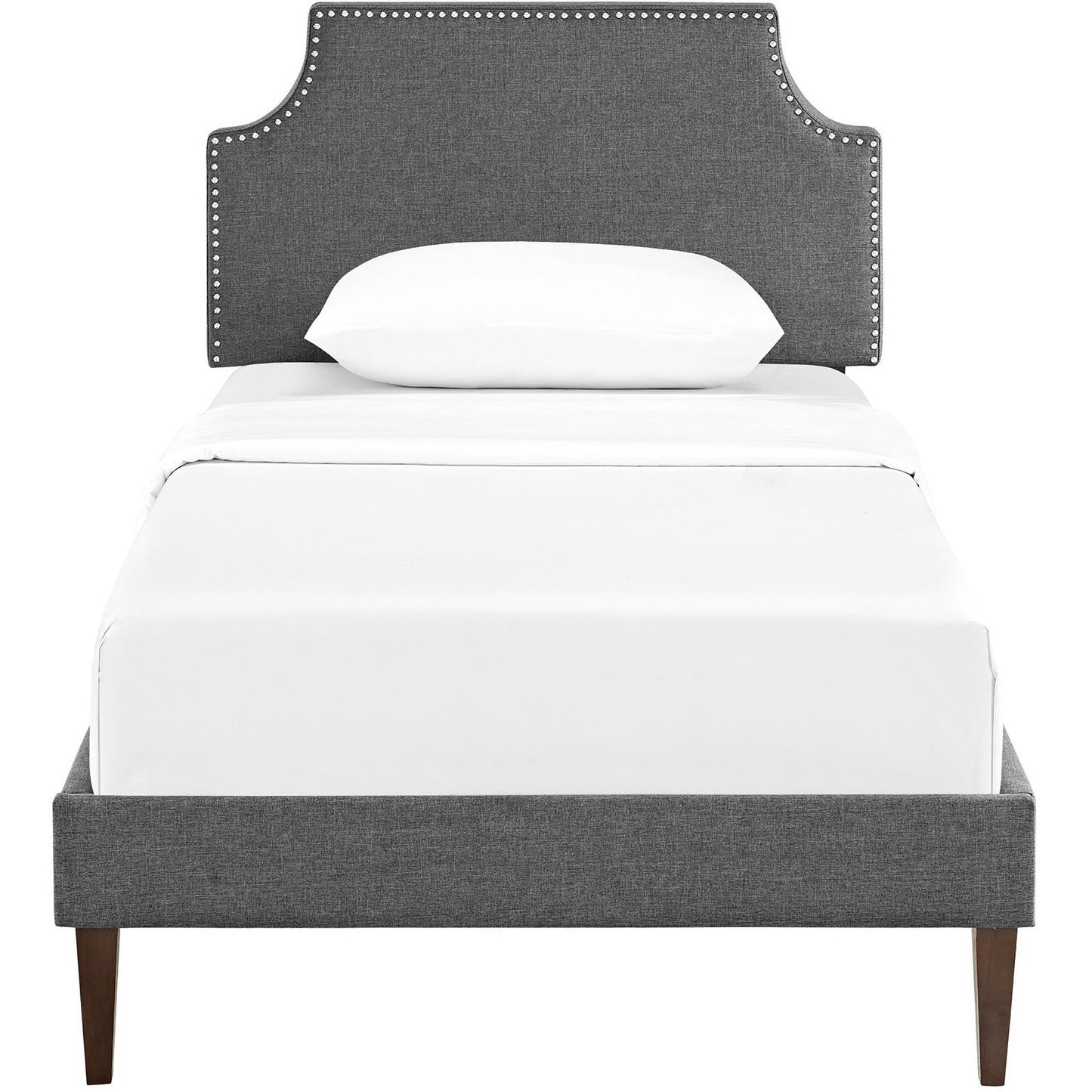 Laura Fabric Twin Platform Bed with Squared Tapered Legs by Furniture For America