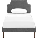 Sirius Fabric Twin Platform Bed with Squared Tapered Legs in Gray