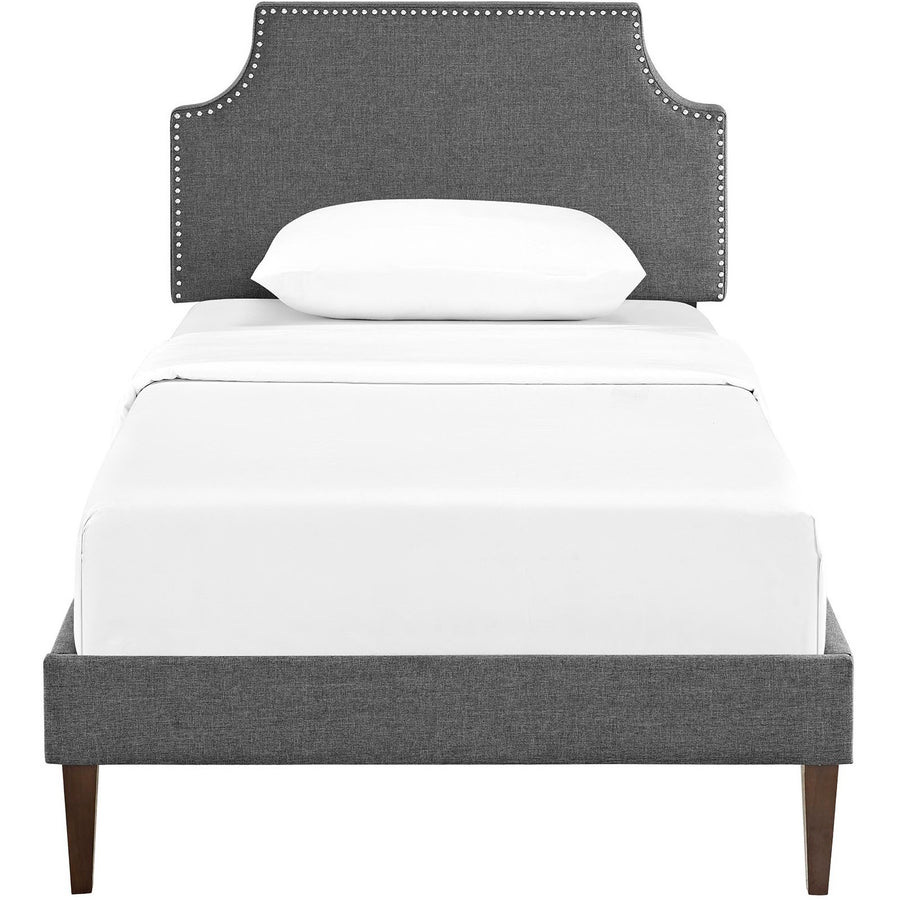 Sirius Fabric Twin Platform Bed with Squared Tapered Legs in Gray