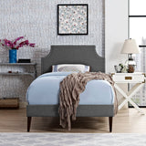 Sirius Fabric Twin Platform Bed with Squared Tapered Legs in Gray