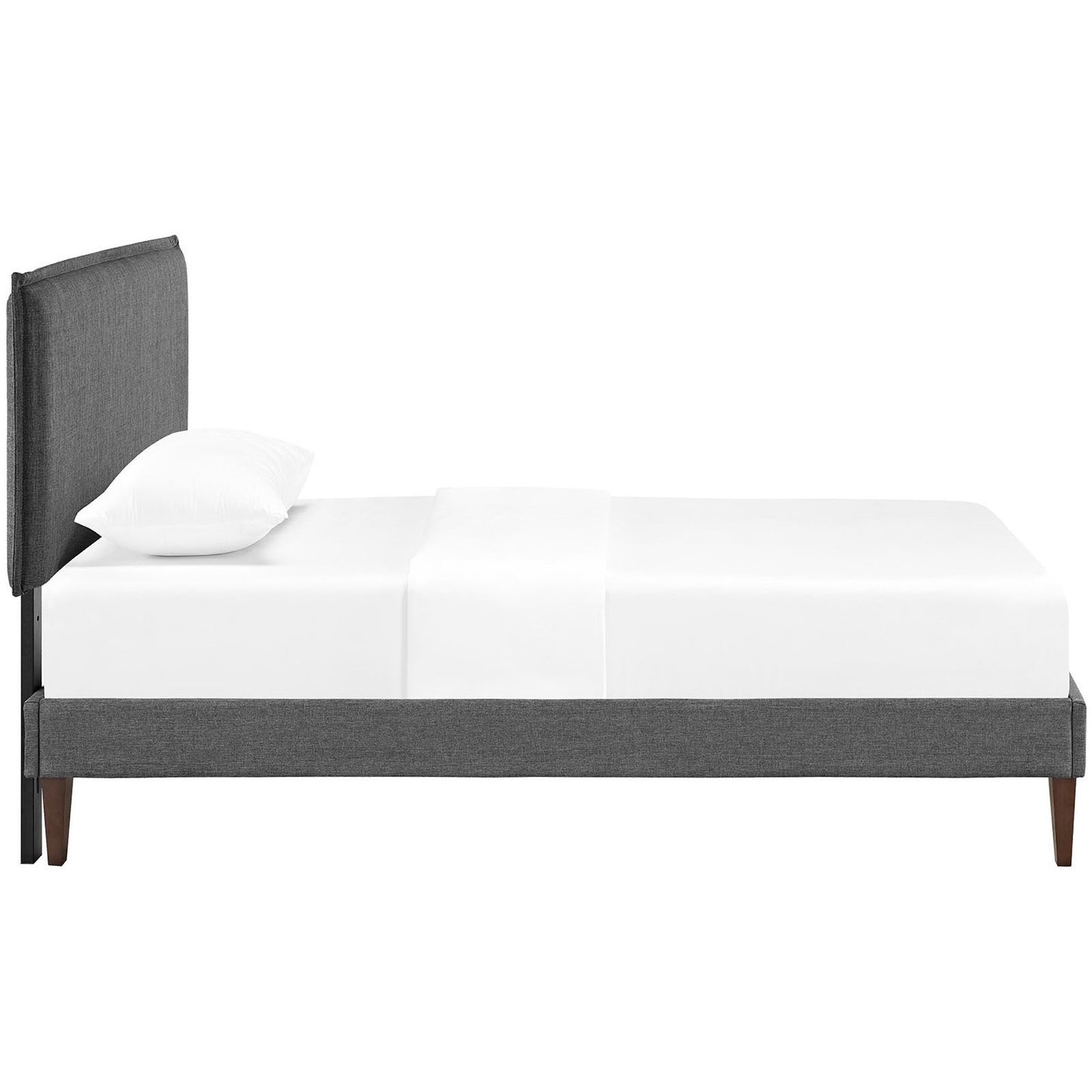 Camille Fabric Twin Platform Bed with Squared Tapered Legs by Furniture For America