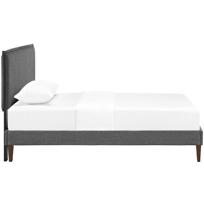 Camille Fabric Twin Platform Bed with Squared Tapered Legs by Furniture For America
