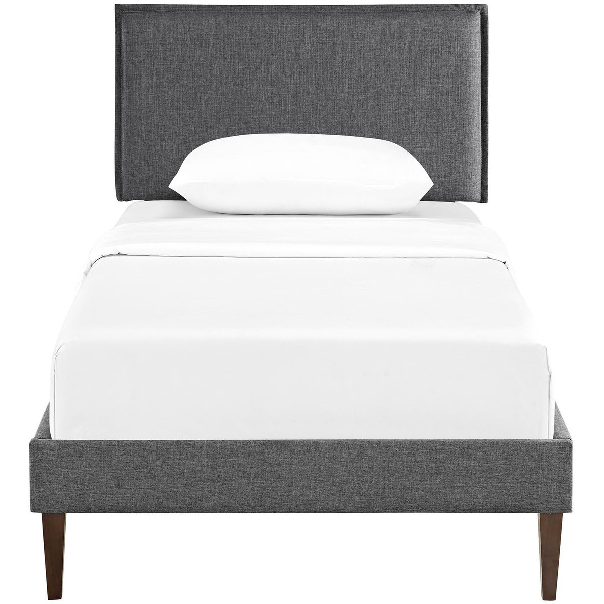 Camille Fabric Twin Platform Bed with Squared Tapered Legs in Gray