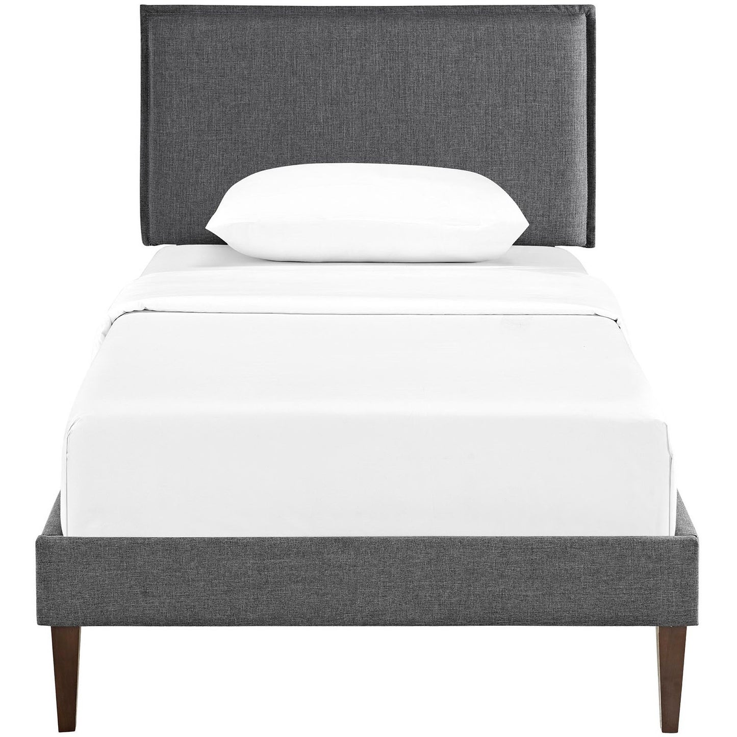 Camille Fabric Twin Platform Bed with Squared Tapered Legs by Furniture For America