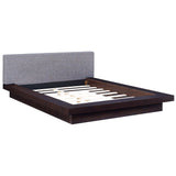 Flynn Fabric Queen Platform Bed in Cappuccino Gray