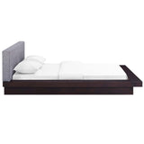 Flynn Fabric Queen Platform Bed in Cappuccino Gray