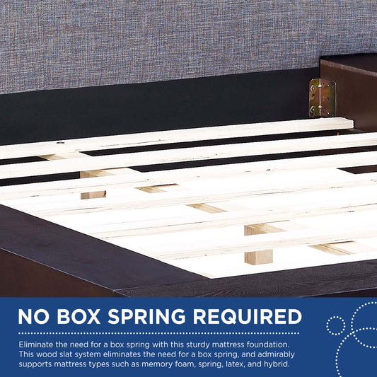 Freja Fabric Queen Platform Bed by Furniture For America