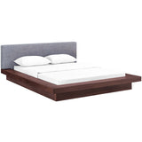 Flynn Fabric Queen Platform Bed in Walnut Gray