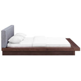 Flynn Fabric Queen Platform Bed in Walnut Gray
