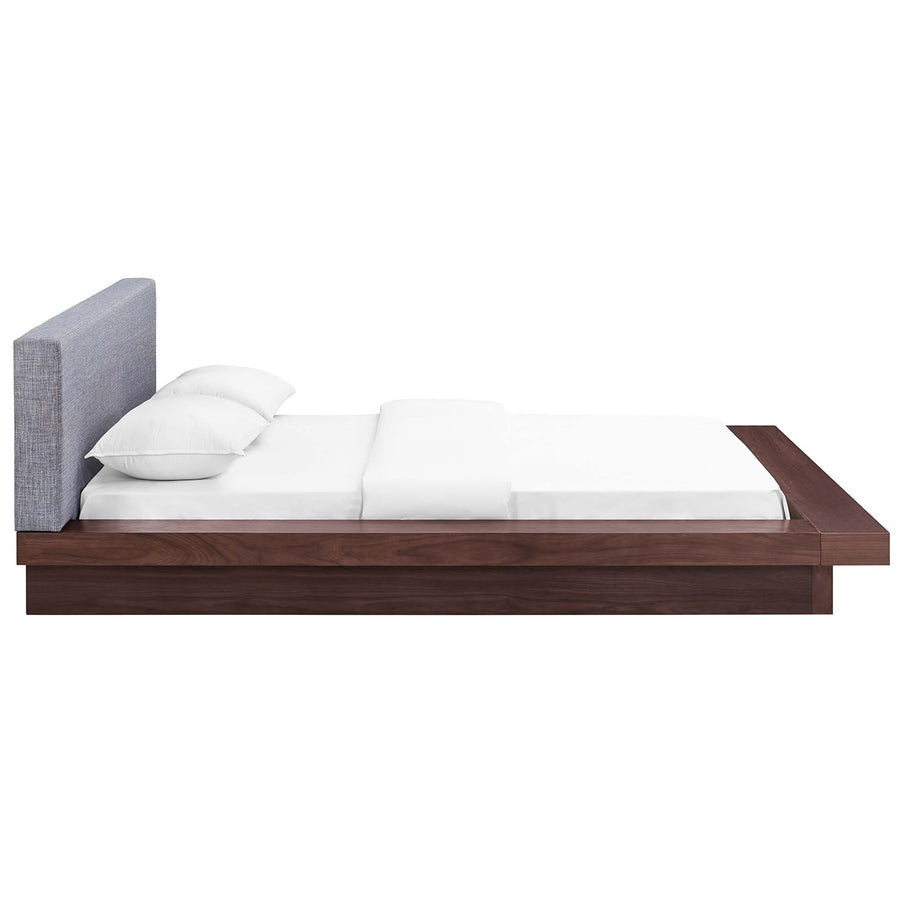 Flynn Fabric Queen Platform Bed in Walnut Gray