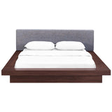 Flynn Fabric Queen Platform Bed in Walnut Gray