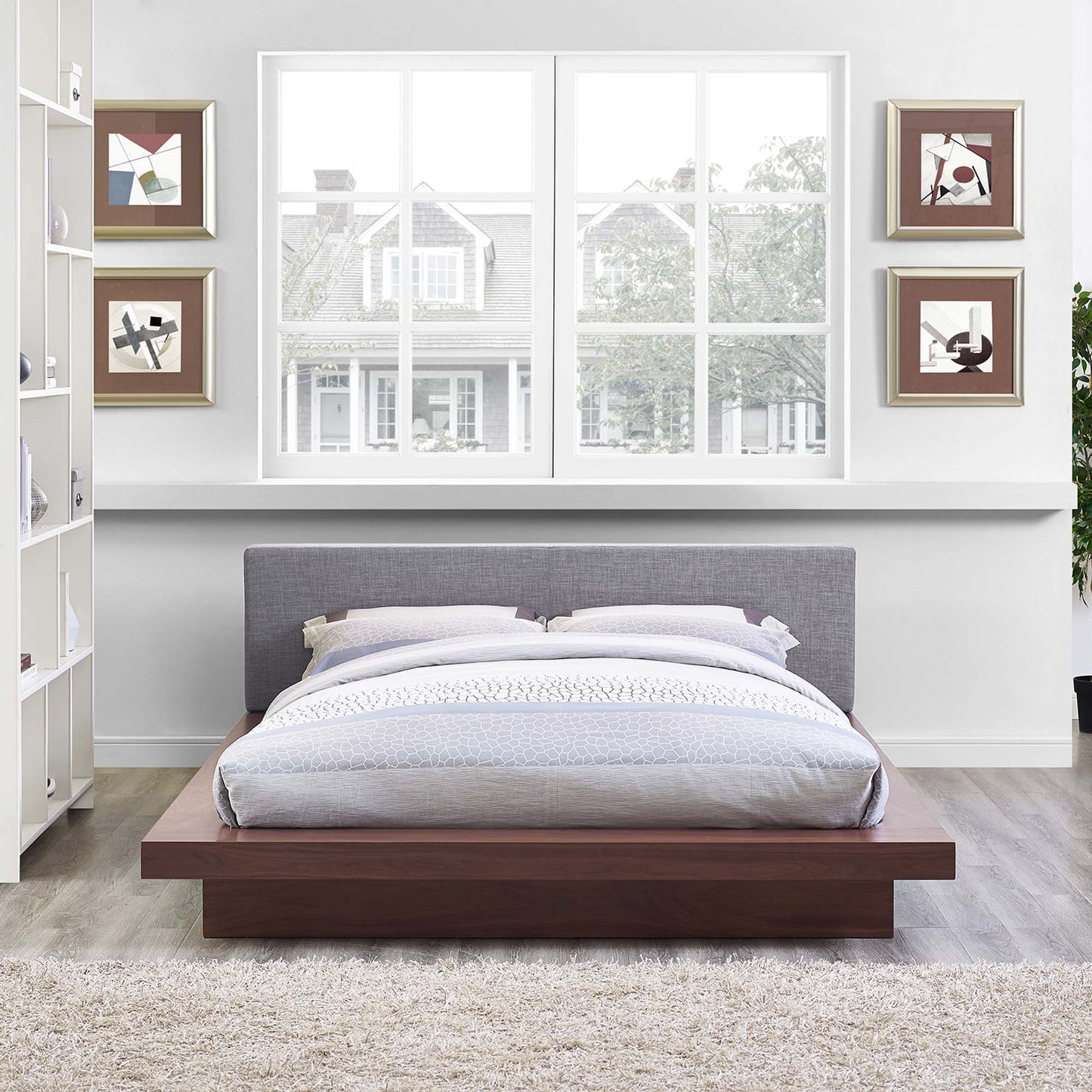 Freja Fabric Queen Platform Bed by Furniture For America