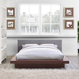 Flynn Fabric Queen Platform Bed in Walnut Gray