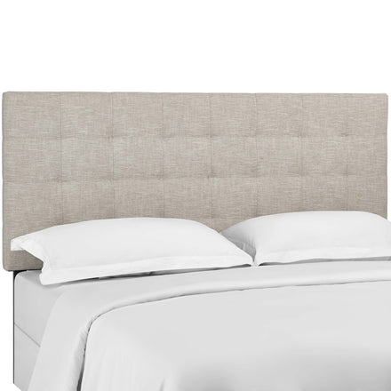 Paisley Tufted Upholstered Linen Fabric King and California King Headboard in Beige