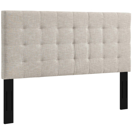 Paisley Tufted Upholstered Linen Fabric King and California King Headboard in Beige