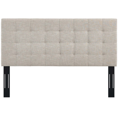Paisley Tufted Upholstered Linen Fabric King and California King Headboard by Furniture For America