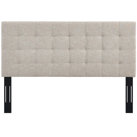 Paisley Tufted Upholstered Linen Fabric King and California King Headboard in Beige