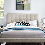 Saguaro Tufted Upholstered Linen Fabric King and California King Headboard in Beige