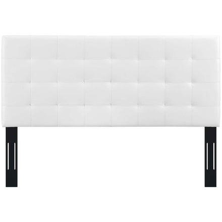 Paisley Tufted Upholstered Faux Leather King and California King Headboard in White